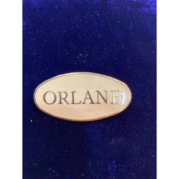 Vintage ORLANE Gold Tone and White Enamel Employee Pin Brooch Rare HTF - Picture 2 of 4